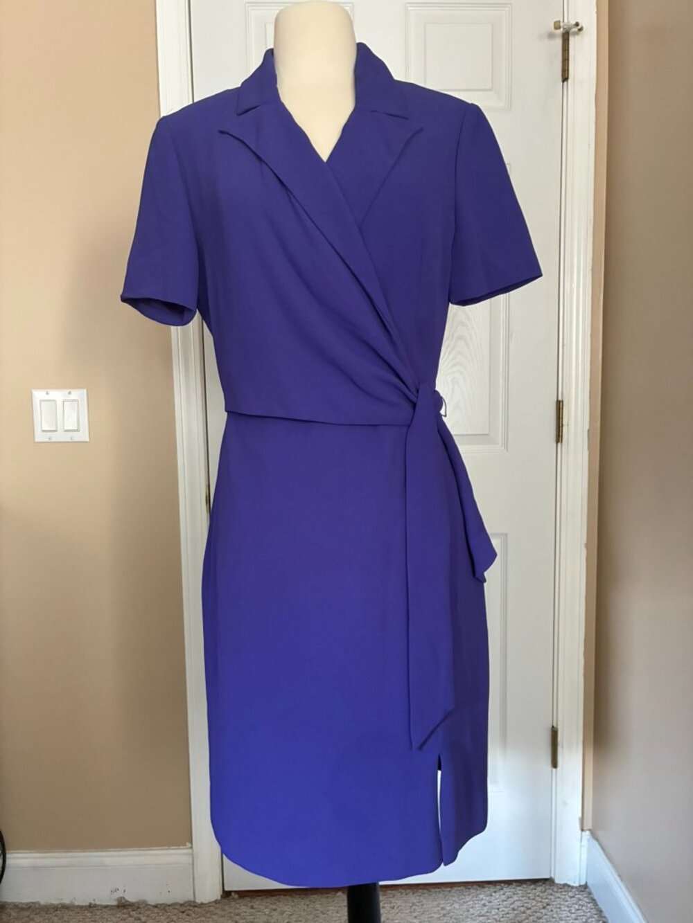 Jones Wear Dress Purple Side Tie Belt Size 6